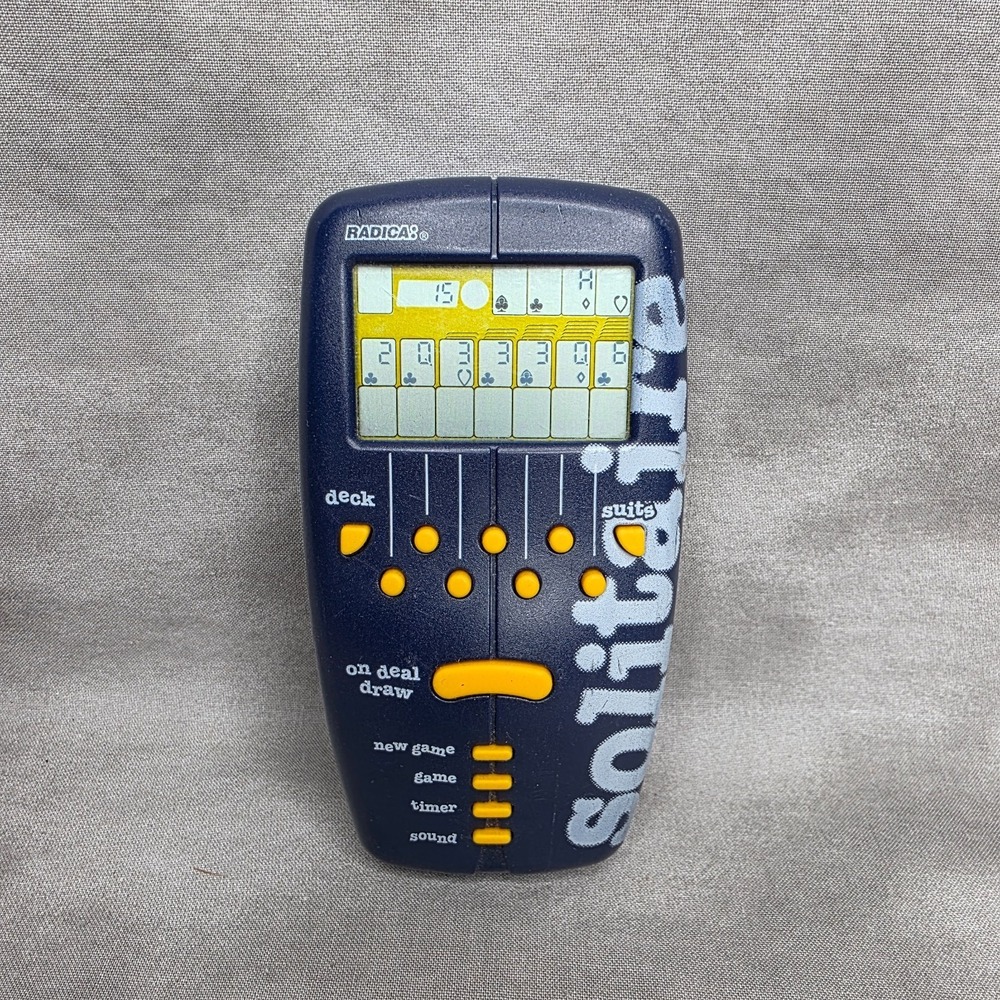 Vintage Radica Solitaire Electronic Handheld Game 1998 Blue TESTED WORKS